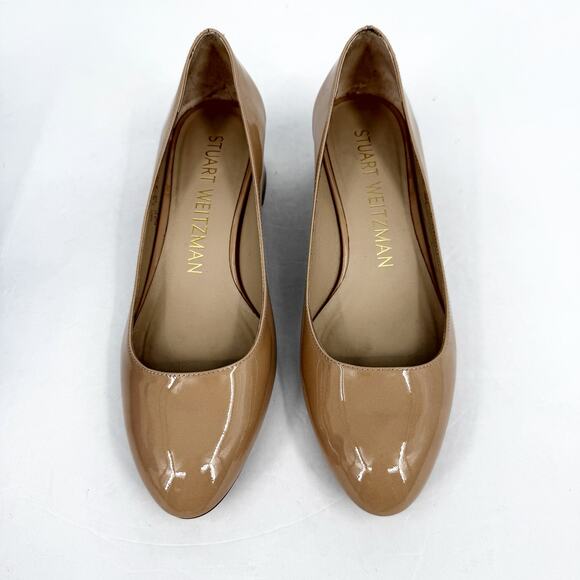 Stuart Weitzman Womens Vivienne 35 Pumps Size 7.5 Nude Patent Leather Heels EUC - Picture 7 of 15